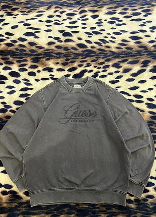Вінтажна вицвіла чорна  толстовка з круглим вирізом guess