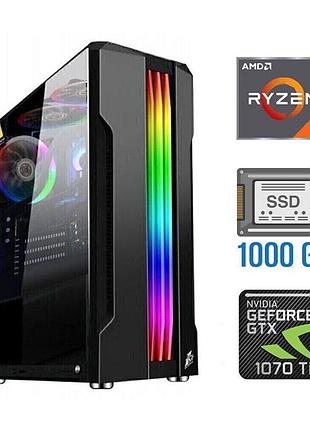 Игровой пк tower / amd ryzen 5 5500 (6 (12) ядер по 3.6 - 4.2 ghz) / 32 gb ddr4 / 1000 gb ssd / nvidia geforce gtx 1070 ti, 8 gb