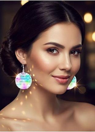 Серьги-подвески "диско-слой" led прозрачные шарики 6 см