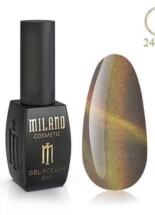 Гель-лак для ногтей с єффектом "кошачий глаз" milano cat eye 24d №01, 8 мл