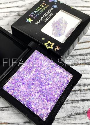 Глітерний гель для дизайну нігтів у палетці starlet professional solid sequins №08, 5 г