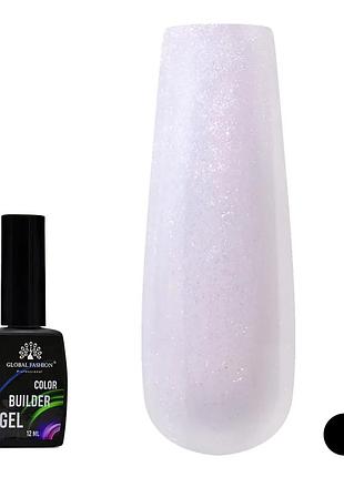 Цветной гель для наращивания ногтей с жемчужным эффектом global fashion color builder gel №07, 12 мл