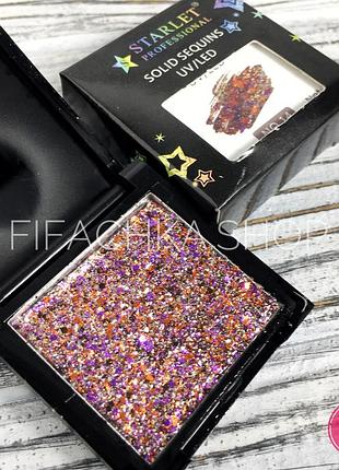 Глиттерный гель для дизайна ногтей в палетке starlet professional solid sequins №14, 5 г
