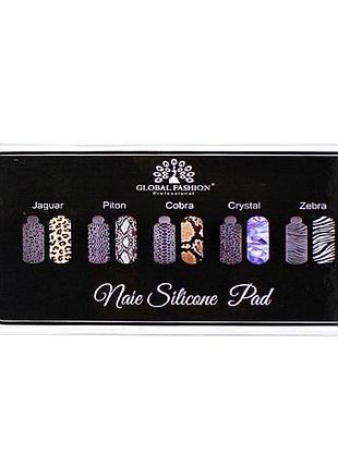 Силіконові молди-трафарети для верхніх форм global fashion nail silicone pad 60 шт, 5 видів принтів