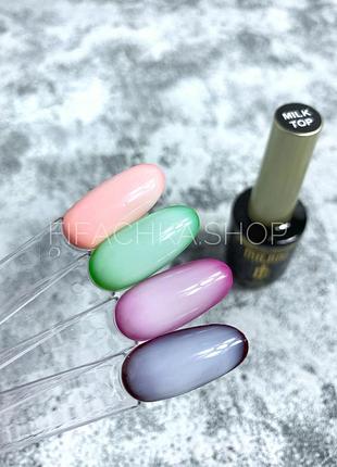 Молочный топ для гель-лака без липкого слоя milano no sticky rubber milk top, 15 мл