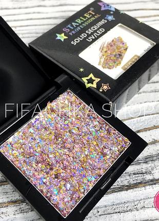Глиттерный гель для дизайна ногтей в палетке starlet professional solid sequins №12, 5 г