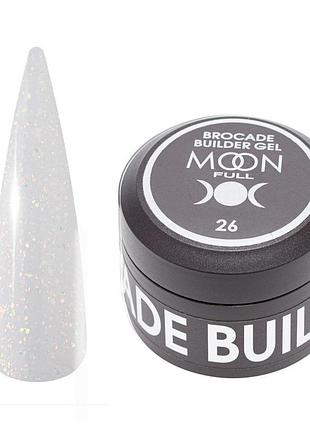 Моделюючий гель для нігтів з поталлю moon full brocade builder gel №26, 30 мл
