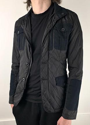 Легка демисезонна чоловіча стьобана куртка з кишенями на застібці без капюшона zara men розмір s