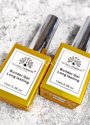 Гель для наращивания ногтей global fashion builder gel long lasting, 15 мл