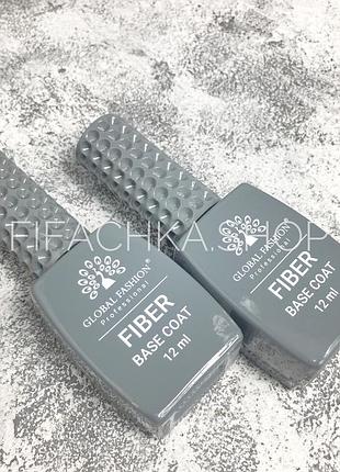 База для гель-лаку з нейлоновими волокнами global fashion fiber base coat, 12 мл
