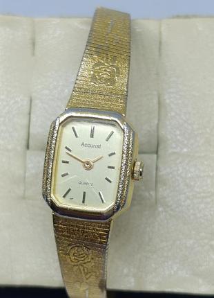 Кванцевые часы accurist. япония. на ходу. позолота. miyota 9