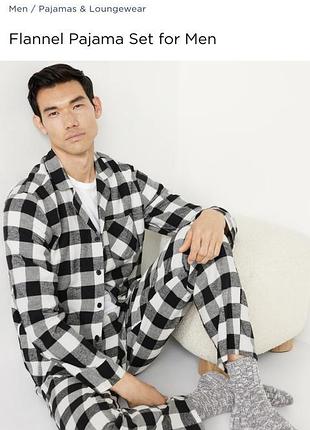 Old navy теплая мужская фланелевая пижама олд невые байка в клетку хлопок