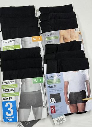 Чоловічі однотонні чорні боксери livergy набір з 3-х