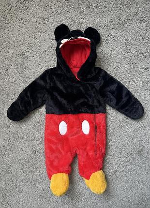 Плюшевий дитячий комбінезон міккі маус 3-6 міс mickey mouse disney