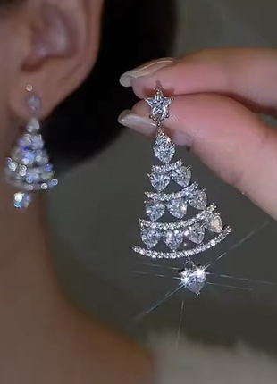 Сережки святкові ялинка серця