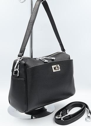 Сумка жіноча шкіряна polina &amp; eiterou q6169-1p black