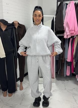 Флісовий графітовий спортивний костюм