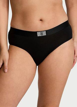 Трусики чорні бавовняні сліп стрази оригінал victoria’s secret