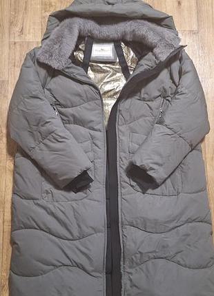 Очень теплый пуховик серого цвета, 54 размер