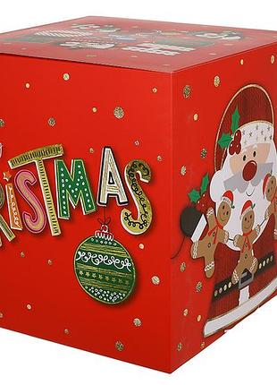 Подарочная коробка с новогодним принтом merry christmas 30*30*30см