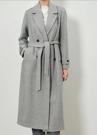 Пальто двубортное с шерстью