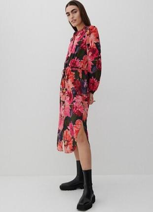 Платье на пуговицах в цветочный принт