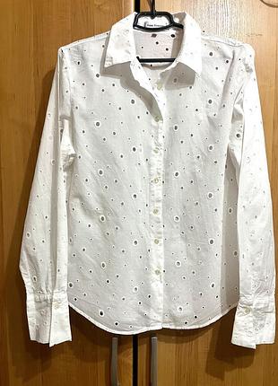 Білосніжна  французька котонова блузка ідеал