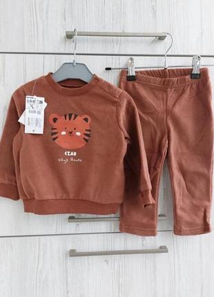 Брендовый теплый флисовый костюм для мальчика/ для девочки ростом 77-82 вес до 11кг