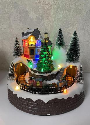 Новорічна інсталяція декор подарунок миколай новий рік поїзд ялинка