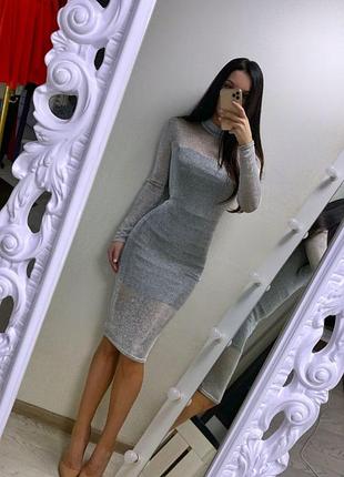 Распродажа 🏷 праздничное двойное платье гольф силуэтное сияющая блестящая сетка меди