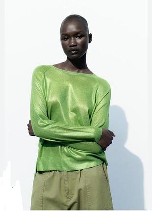 Тонкий свитер джемпер с напылением блестящий пуловер zara