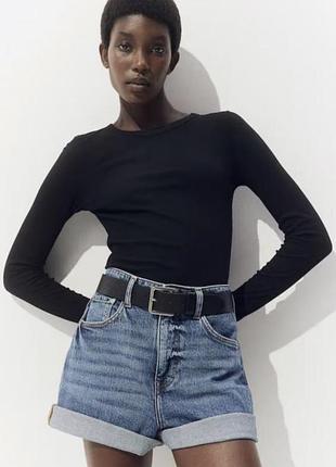 Лонгслів футболка трикотажний скімс  оверсайз чорний базовий primark stretch crew 6/8