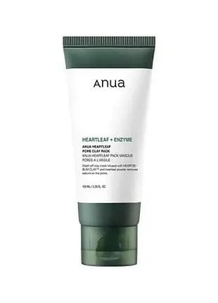 Глиняна маска для очищення пор з екстрактом хауттюйнії anua heartleaf pore clay pack, 100мл