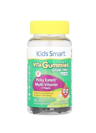 Kids smart мультивитамины + 4 овощи для детей старше 3 лет, 30 жевательных таблеток.