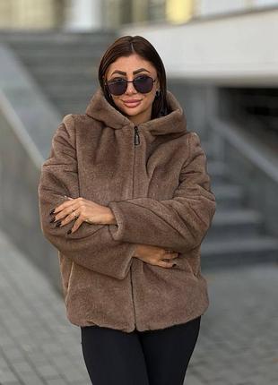 Еко шубка авто-леді у кольорі темний беж. розміри від s (44) до 6 xl (60).  є також у інших кольорах