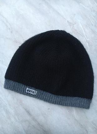 Шапка біні levi’s чорна акріл made in italy