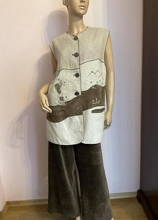 Жіноча натуральна жилетка в австрійському стилі з декором/44/ brend meico