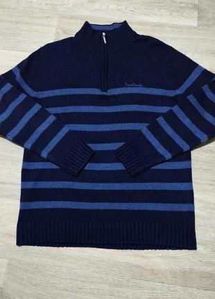 Мужской свитер pierre cardin синий в полоску размер m-l