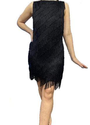 Сукня чорна з бахромою, розмір m. з відкритою спинкою