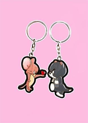 Парні брелки закоханим | друзям | подарунок хлопцю та дівчині | том і джеррі