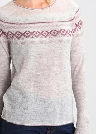 Грузовой зимний свитер свет серый из шерсти и орнаментом легкий но теплый esprit размер м