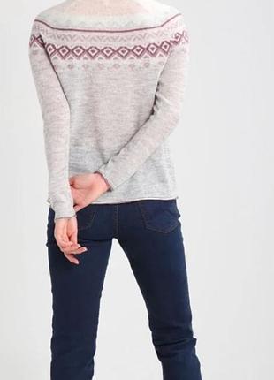 Грузовой зимний свитер свет серый из шерсти и орнаментом легкий но теплый esprit размер м