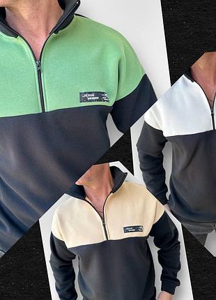 Тепла чоловіча кофта на блискавці в кольорах рр 46-56