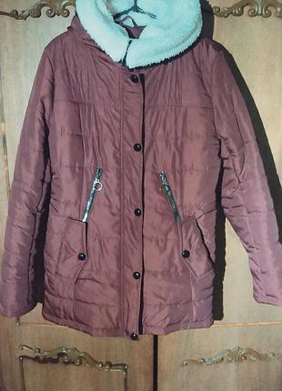 Куртка жіноча з капюшоном осінь-зима l бордовий