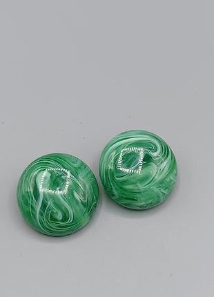 Вінтажні зелені масивні сережки кліпси