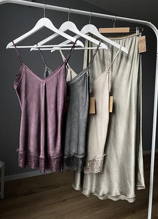 Топ на бретелях з мереживом, віскозна майка з мереживом, італія