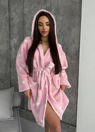 Халат плюшевий з теплої та якісної тканини на поясі з кишенями💯🤗