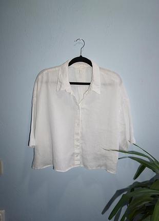 Свободная льняная рубашка h&amp;m