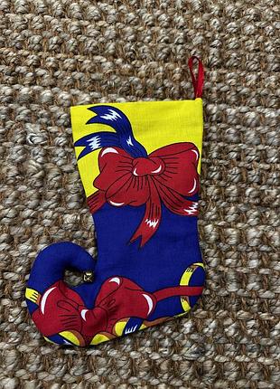 Новорічна декоративна шкарпетка хендмейд