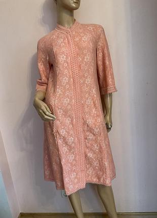 Персиковый халат на пуговицах/ m/brend hanro